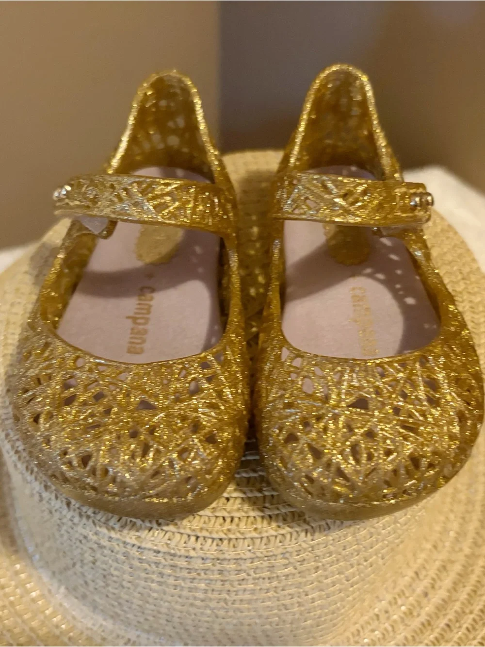 Mini Melissa Gold Glitter Mary Jane Shoes for Girls EUC size 5C